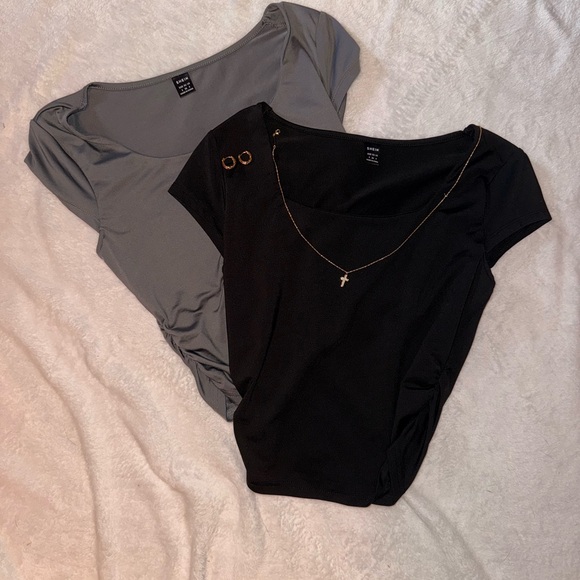 Black and Gray Women's Bodysuits - Picture 1 of 5